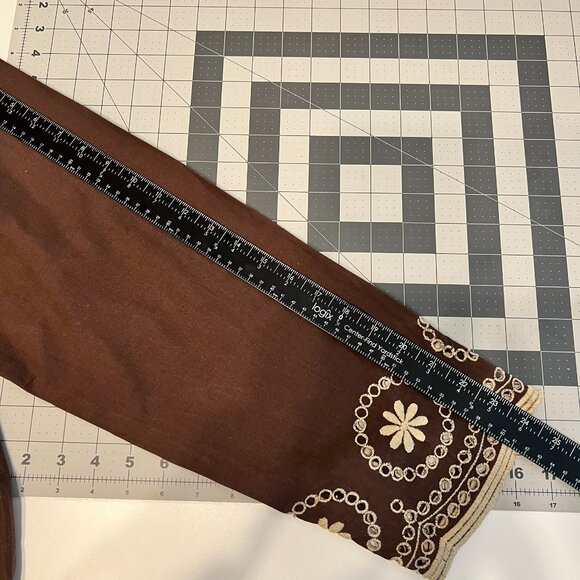 MAIN STREET BLUES Brown & Tan Embroidered Tunic Blouse (Size 2X) - Picture 8 of 9